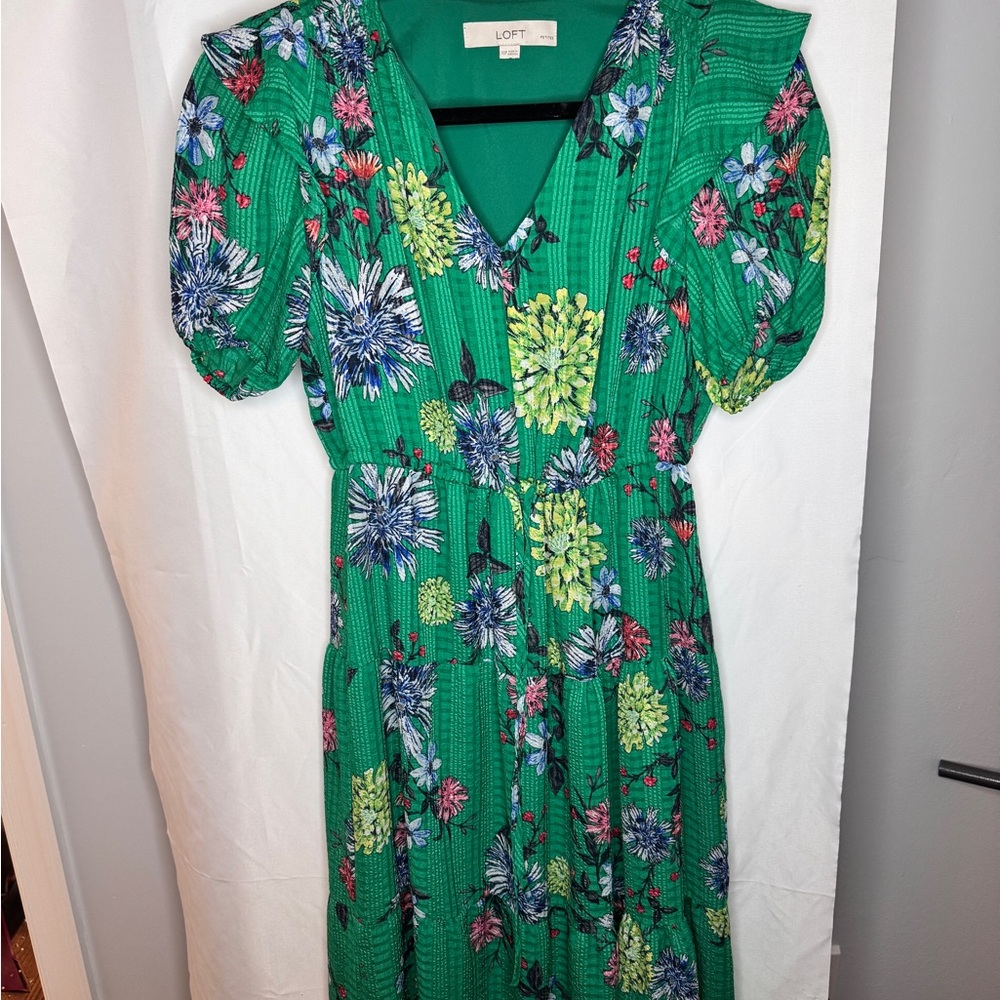 LOFT Green Floral Women's Dress